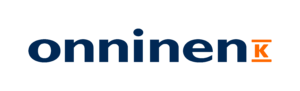 Onninen K logo orange blue webb